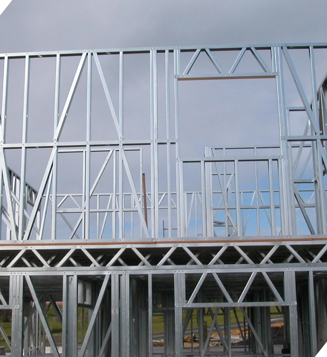 Light Gauge Steel floor joists being used in a construction project.